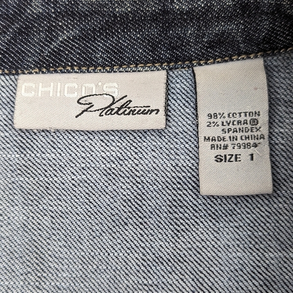 Chico's Platinum Medium Wash Denim Jacket Size 1 - Picture 9 of 12
